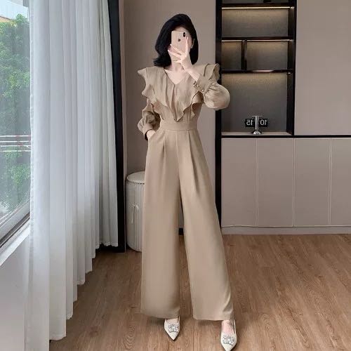 Jumpsuit phối bèo tay dài tiểu thư cao cấp