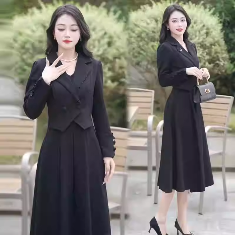 15326-Đầm xoè đen  tay dài giả khoác rời ( poly 2 da)_thumbnail_1