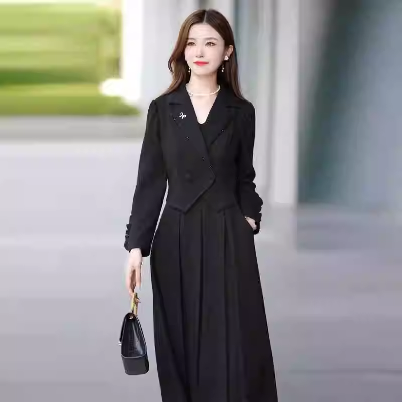 15326-Đầm xoè đen  tay dài giả khoác rời ( poly 2 da)_thumbnail_0