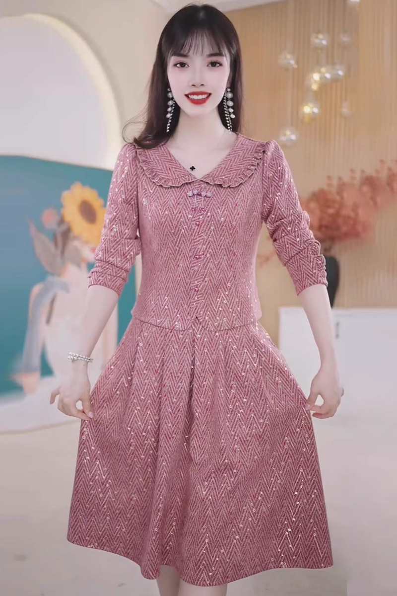 15423-Set áo kèm chân  váy kẻ sọc đỏ hồng ( linen kẻ)_thumbnail_0