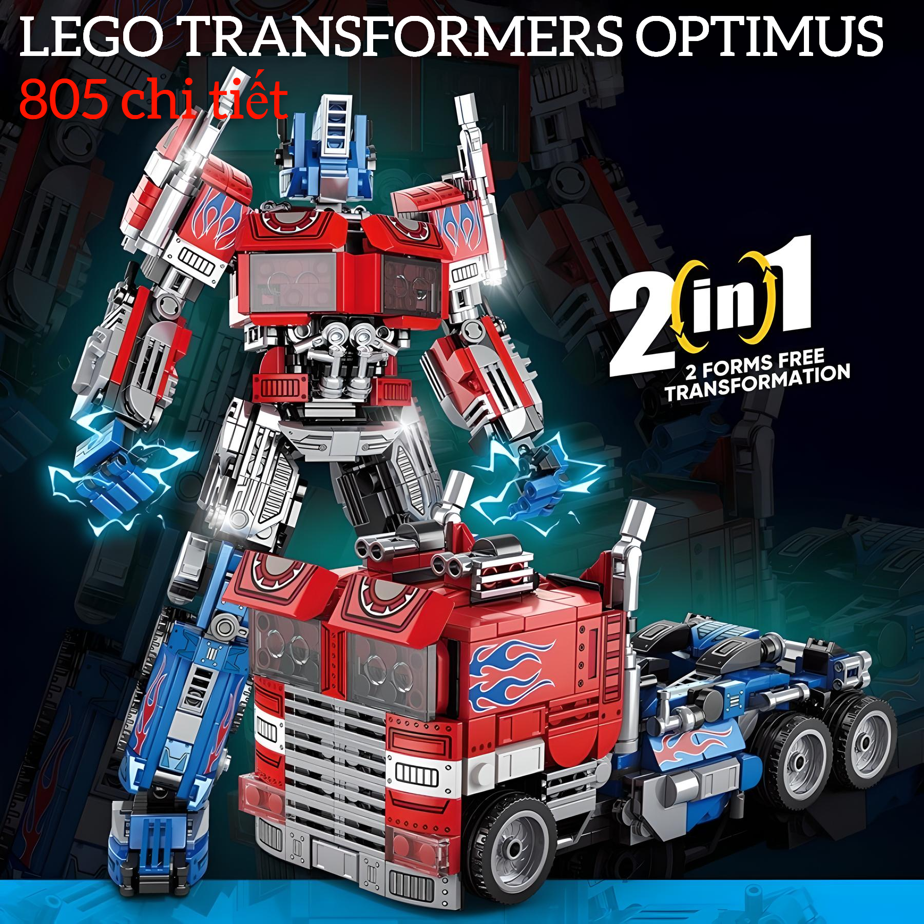 LEGO Đồ chơi lắp ghép Robot biến hình 𝐓𝐑𝐀𝐍𝐒𝐅𝐎𝐑𝐌𝐄𝐑𝐒 800 CHI TIẾT