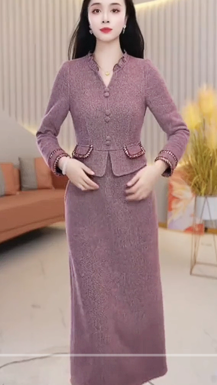 15622-Đầm suông  tím dáng peplum tay dài cách điệu ( thun len)_thumbnail_0