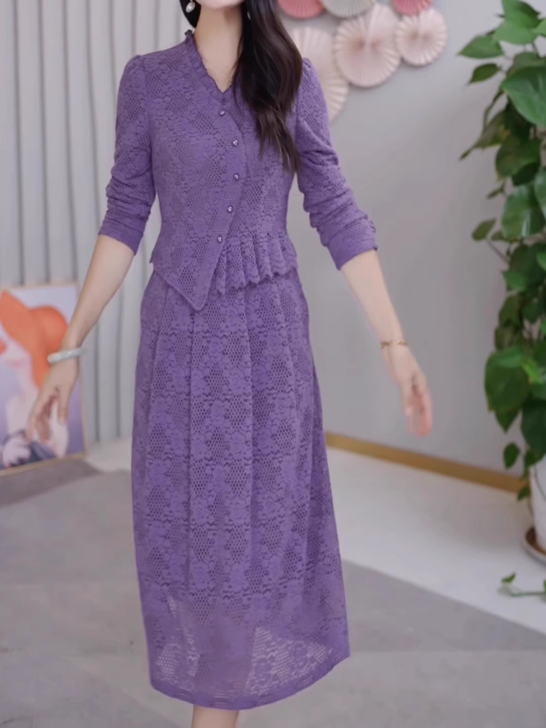 15172-Đầm ren tím dáng peplum  tay dài ( ren, lót)_thumbnail_0