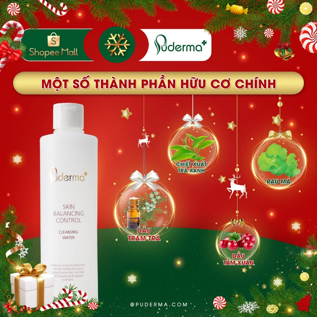 Tẩy trang Puderma Skin Balancing Control Cleansing Water làm sạch đến tận tế bào gốc, dưỡng ẩm 250ml
