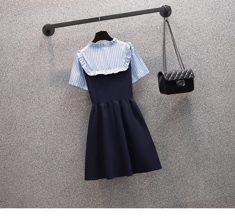 15474-Đầm xoè tiểu thư phôi tay ngắn kẻ  sọc ( linen,  vải sọc)_thumbnail_1