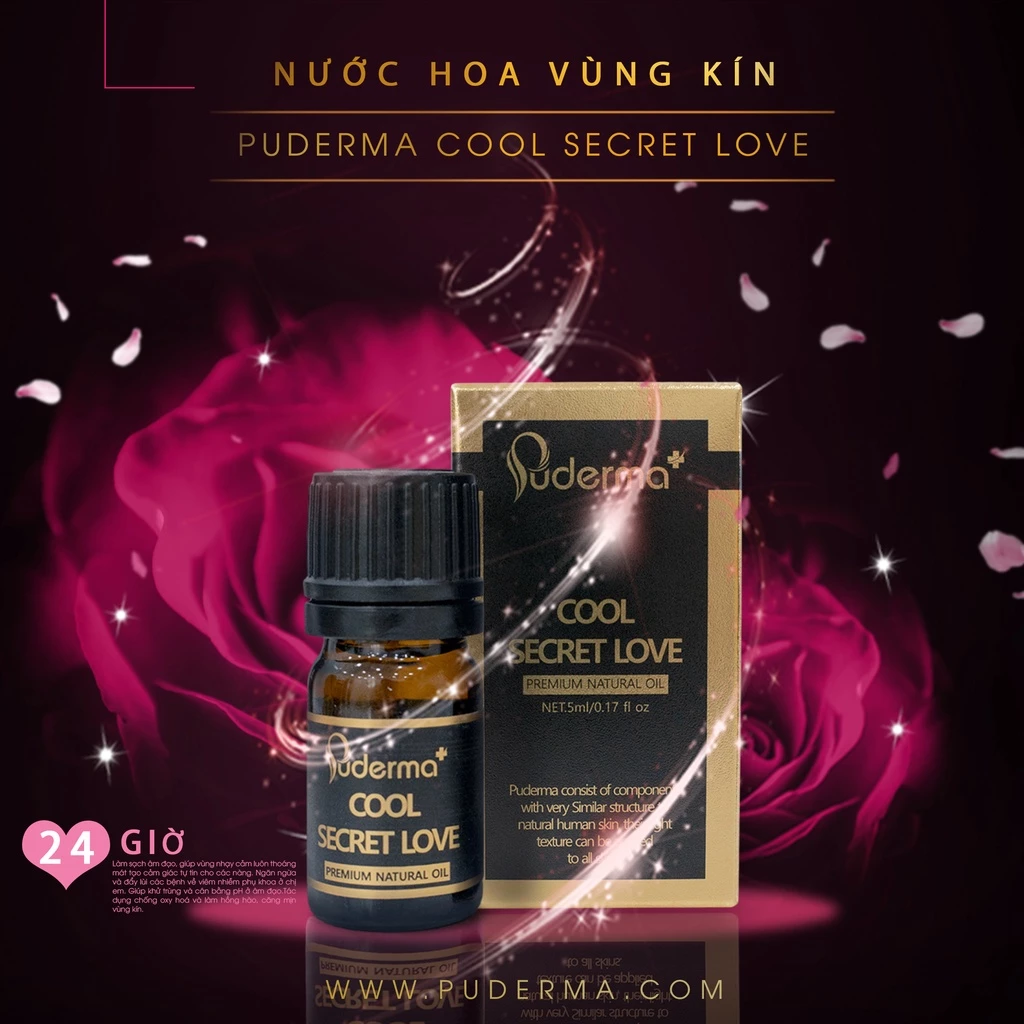Nước hoa vùng kín Puderma Cool Secret Love Hàn Quốc chính hãng thơm lâu sử dụng an toàn cho cô bé 5ml