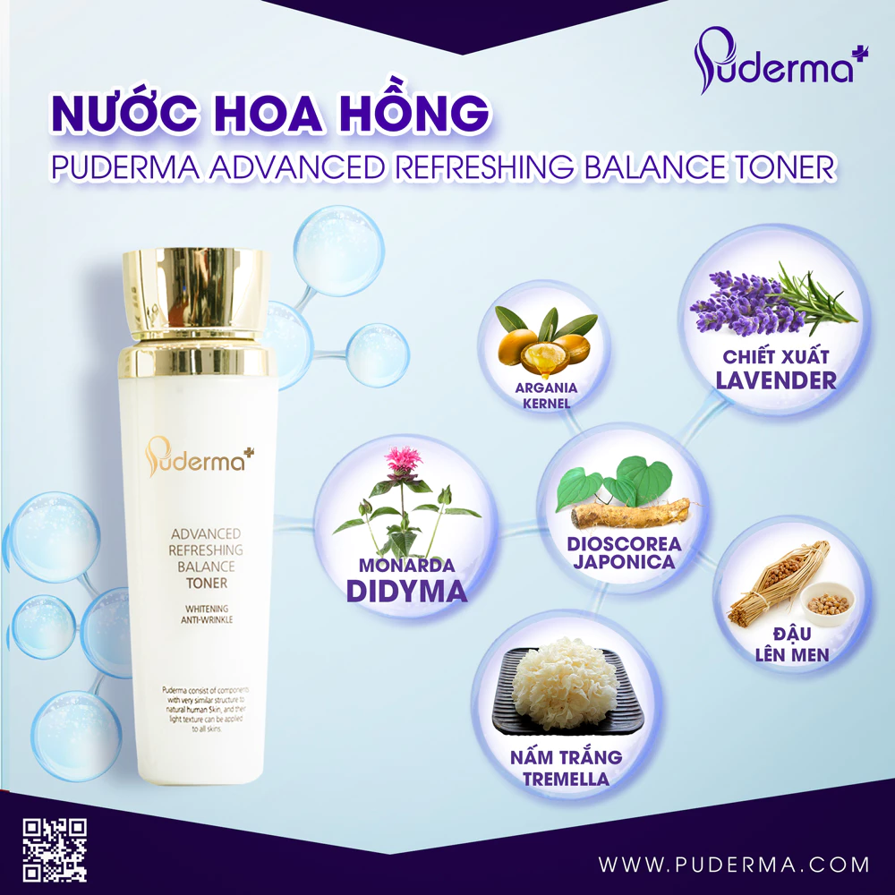 Nước hoa hồng Puderma Advanced Refreshing Balance Toner 130ml