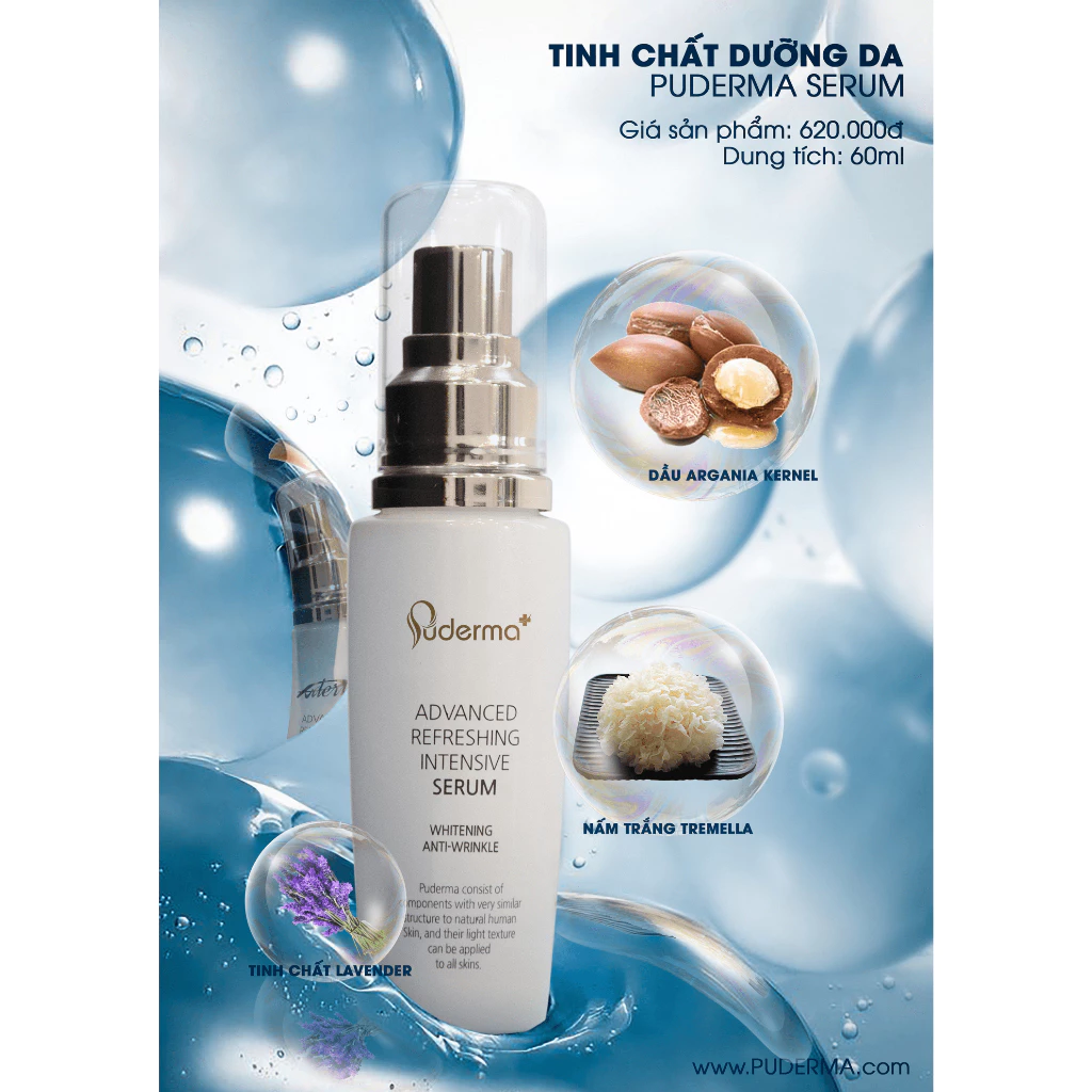 Tinh chất dưỡng da Puderma Advanced Refreshing Intensive Serum dưỡng trắng trẻ hóa da hiệu quả 60ml