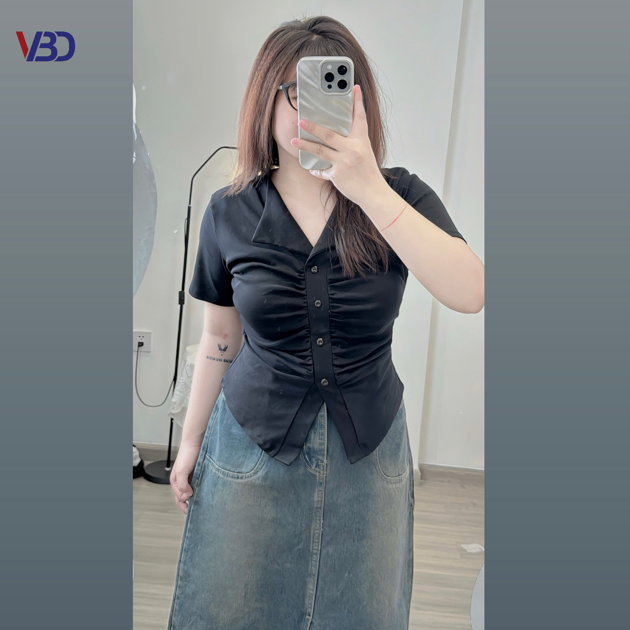 Áo thun cổ kiểu nhún ngực bigsize AT293 dành cho nàng béo mập từ 55-90kg