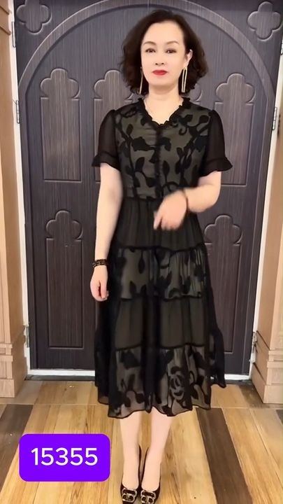 15355-Đầm voan hoa  3D  phối tầng cách điệu (  voan, lót)_thumbnail_0