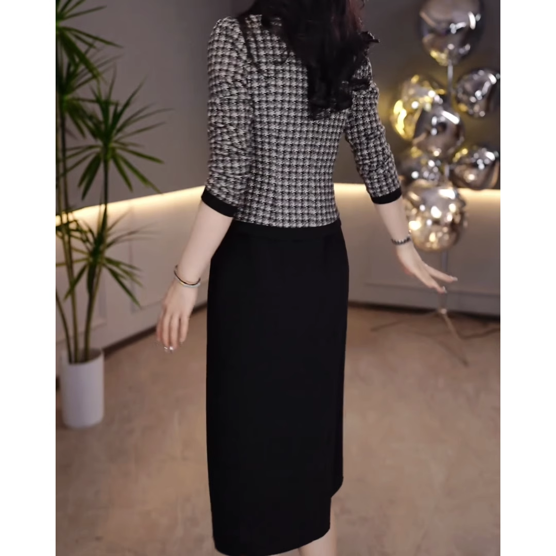 15721-Đầm body suông dáng  peplum tay dài phối  2 màu (thun mịn)_thumbnail_2