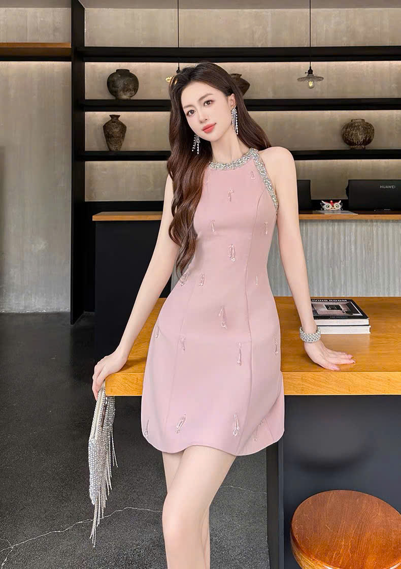 15370-Đầm A hồng sát nách viền hạt ( tuyết mưa)_thumbnail_1