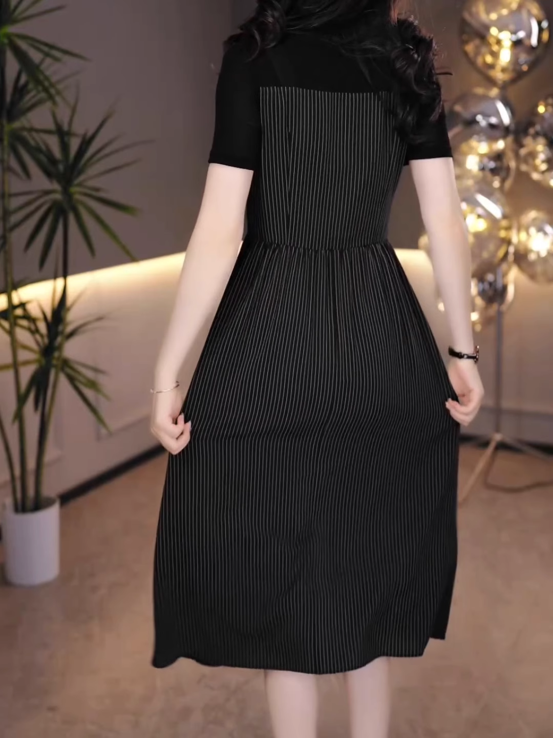 15329-Đầm xòe phối sọc giả yếm ( vải sọc, thun)_thumbnail_2