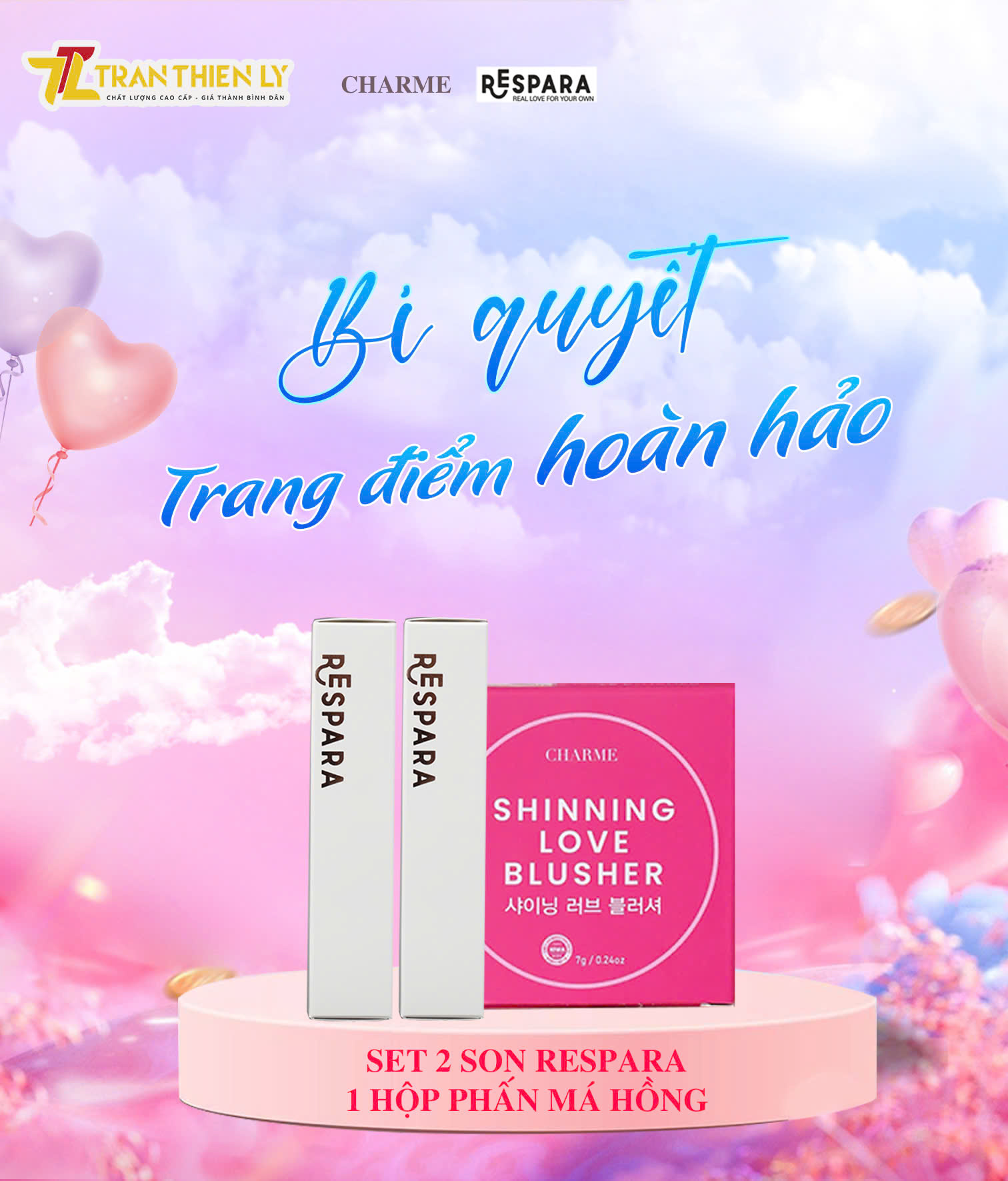 (WEB65) 2 THỎI SON DƯỠNG RESPARA + 1 HỘP PHẤN MÁ HỒNG