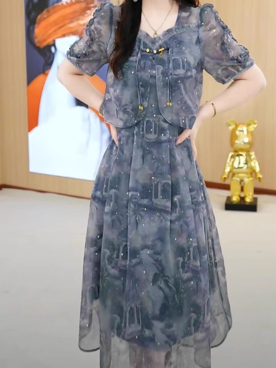 15526-Đầm voan lụa 3D loang màu cổ kết nút tàu ( voan, lót)_thumbnail_0