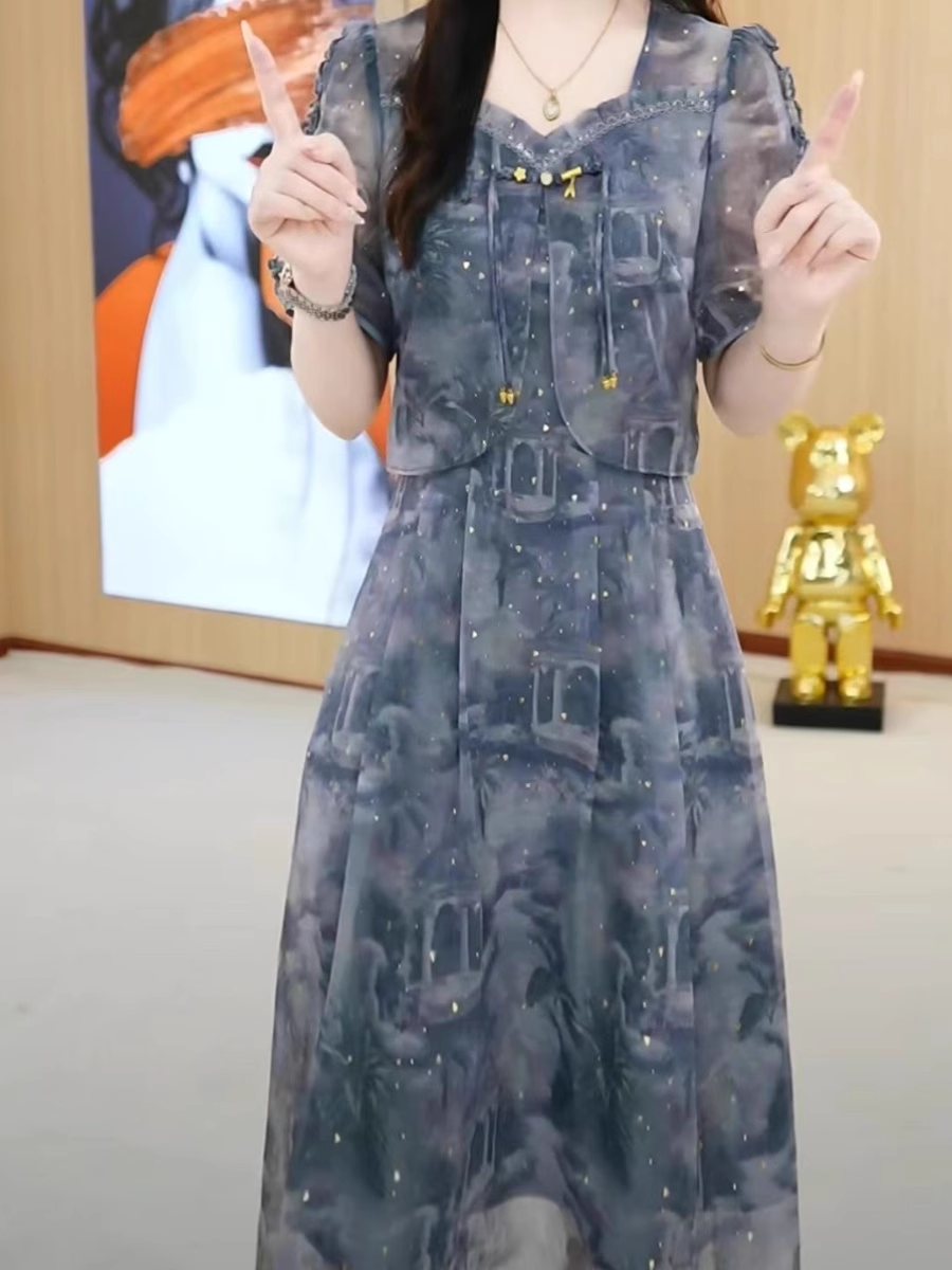 15526-Đầm voan lụa 3D loang màu cổ kết nút tàu ( voan, lót)_thumbnail_1