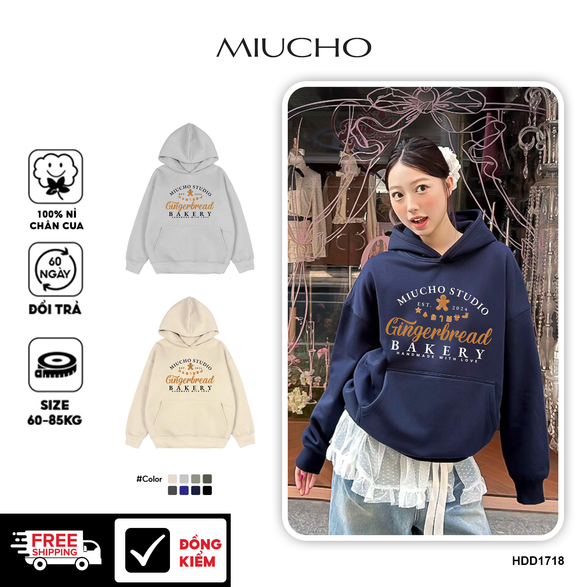 Áo hoodie nam nữ giáng sinh noel form rộng chất vải nỉ chân cua dày dặn HDD1718 Miucho in mix