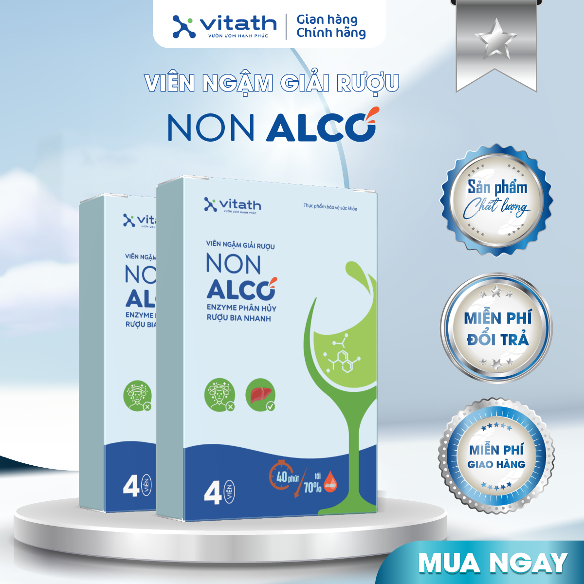Giải rượu Non Alco VITATH, hỗ trợ tan 70% nồng độ cồn sau 40 phút sử dụng và giảm đau đầu chóng mặt_thumbnail_7