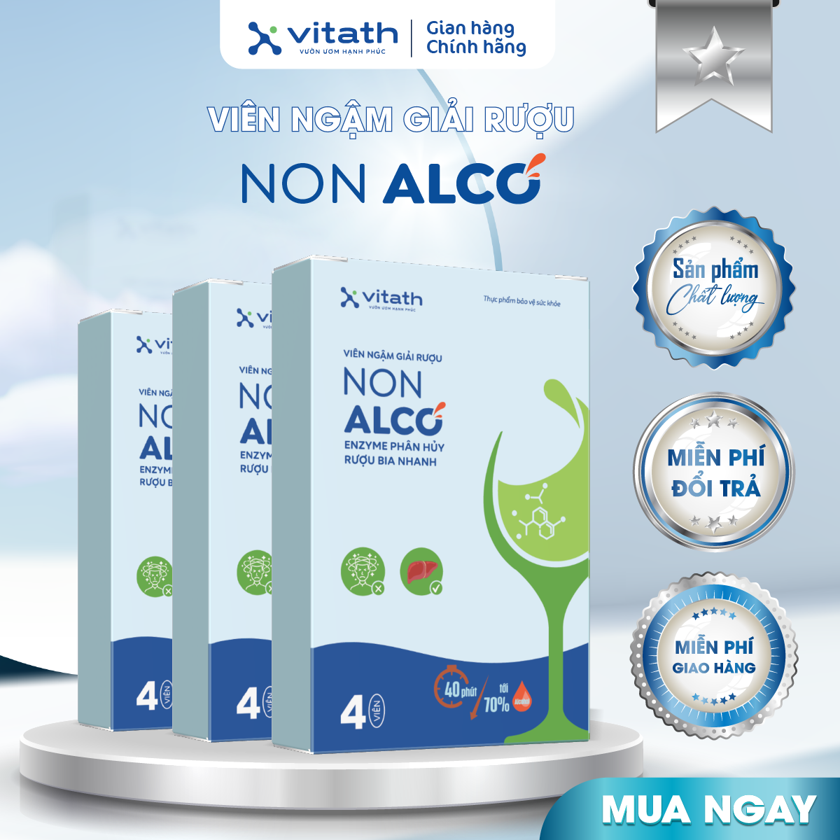 Giải rượu Non Alco VITATH, hỗ trợ tan 70% nồng độ cồn sau 40 phút sử dụng và giảm đau đầu chóng mặt_thumbnail_8