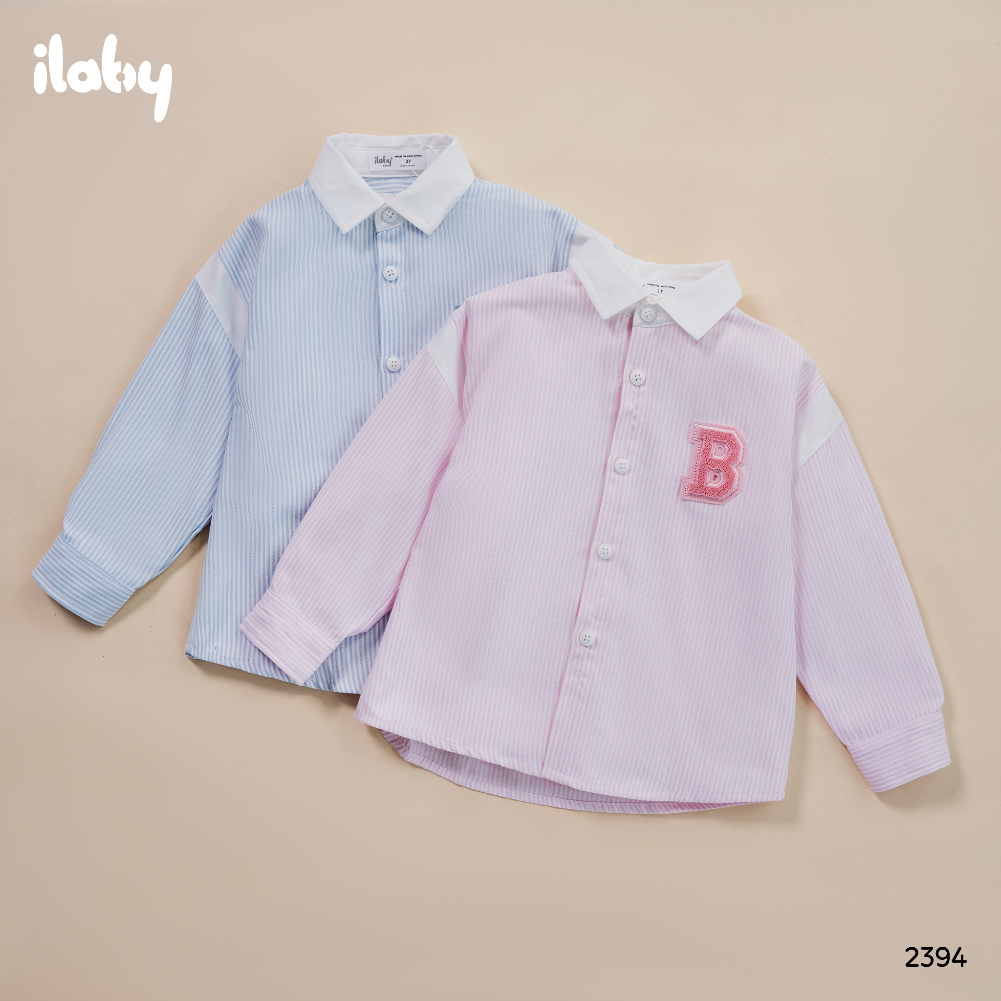 Sơ mi kẻ phối màu stick chữ nổi