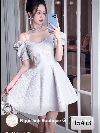 15413-Đầm xòe tiểu thư khoét vai màu  xám trắng (xốp hoa nổi)_thumbnail_0