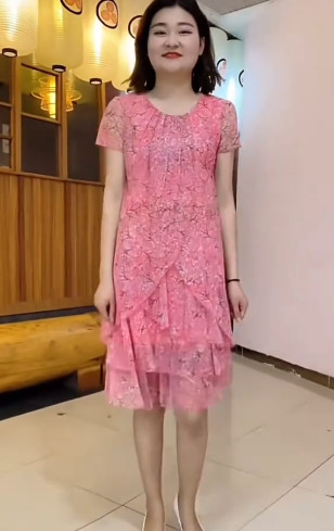 15815-Đầm voan hoa xếp tầng chéo  cách điệu ( voan, lót)_thumbnail_0