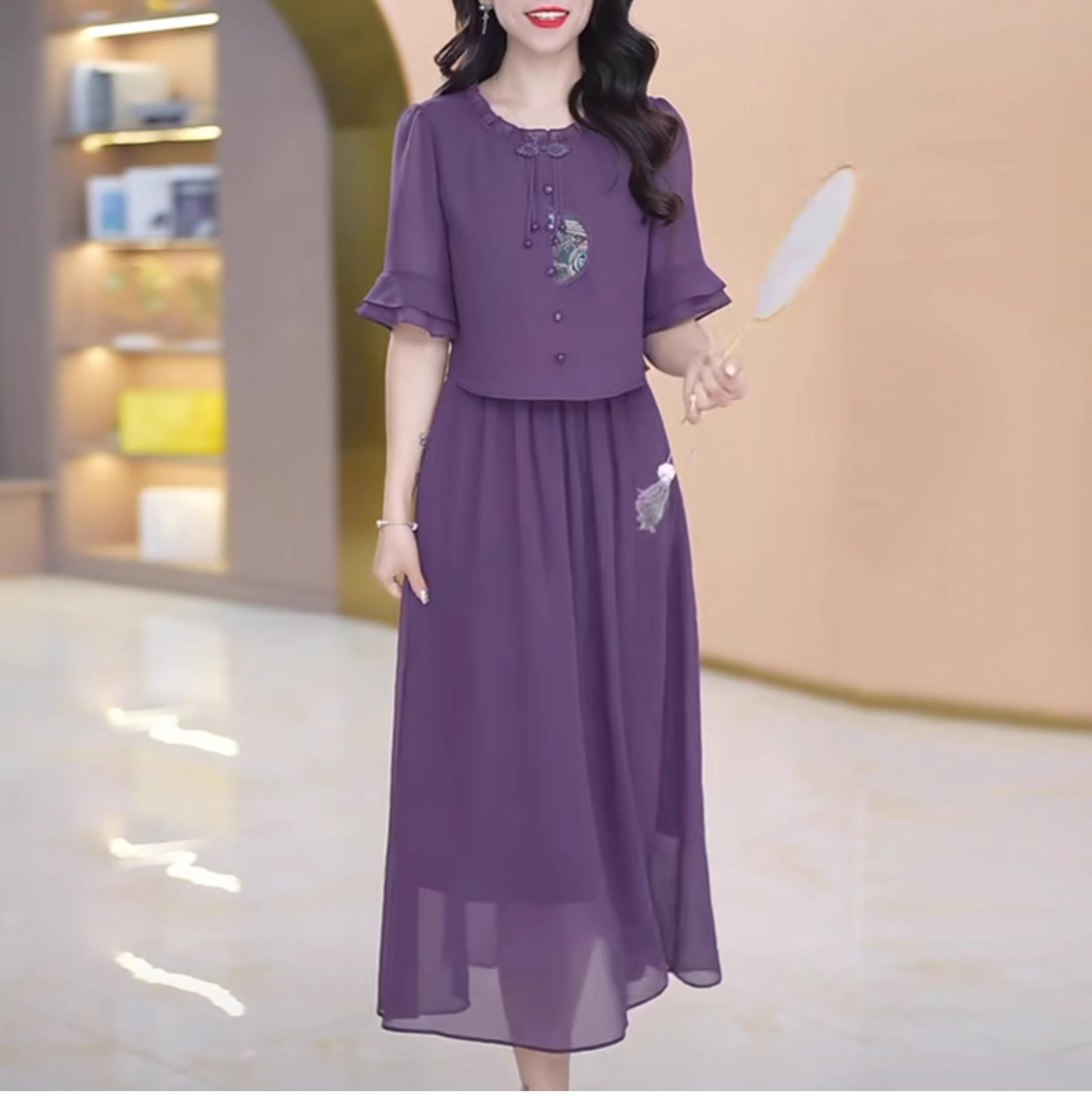 15078-Đầm xoè voan tím tay lở giả rời kết nút tàu ( voan,lót)_thumbnail_0