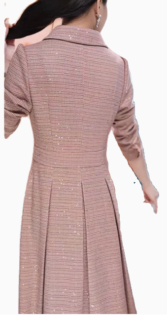 15823-Đầm xoè tay dài cổ bẻ  két nút ( tweet ruby)_thumbnail_3