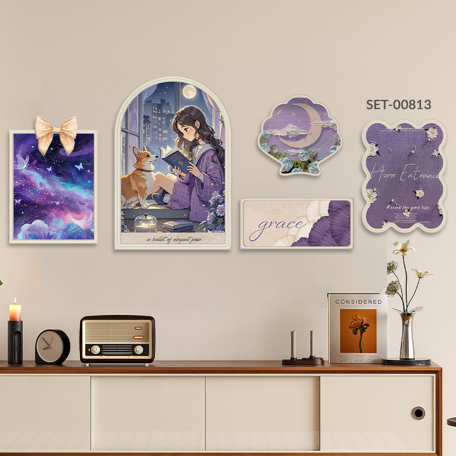 (BST Mới) Set 5 Tranh Dán Tường Họa Tiết Nơ Phù Điêu, Decor Phòng Khách, Phòng Ngủ, Nail, Mi, LiveStream- Huyền My Decor thumbnail 7