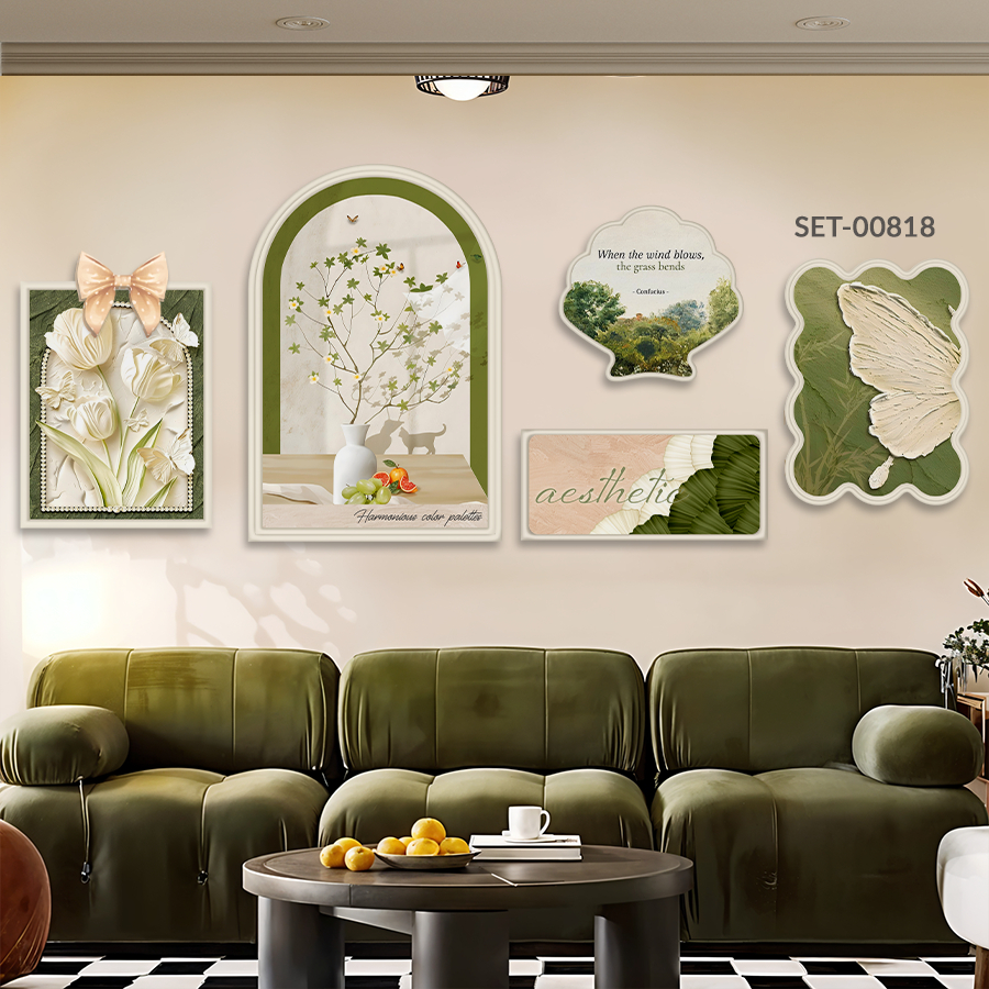 (BST Mới) Set 5 Tranh Dán Tường Họa Tiết Nơ Phù Điêu, Decor Phòng Khách, Phòng Ngủ, Nail, Mi, LiveStream- Huyền My Decor thumbnail 12