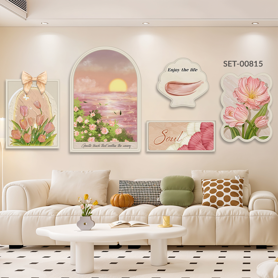 (BST Mới) Set 5 Tranh Dán Tường Họa Tiết Nơ Phù Điêu, Decor Phòng Khách, Phòng Ngủ, Nail, Mi, LiveStream- Huyền My Decor thumbnail 9