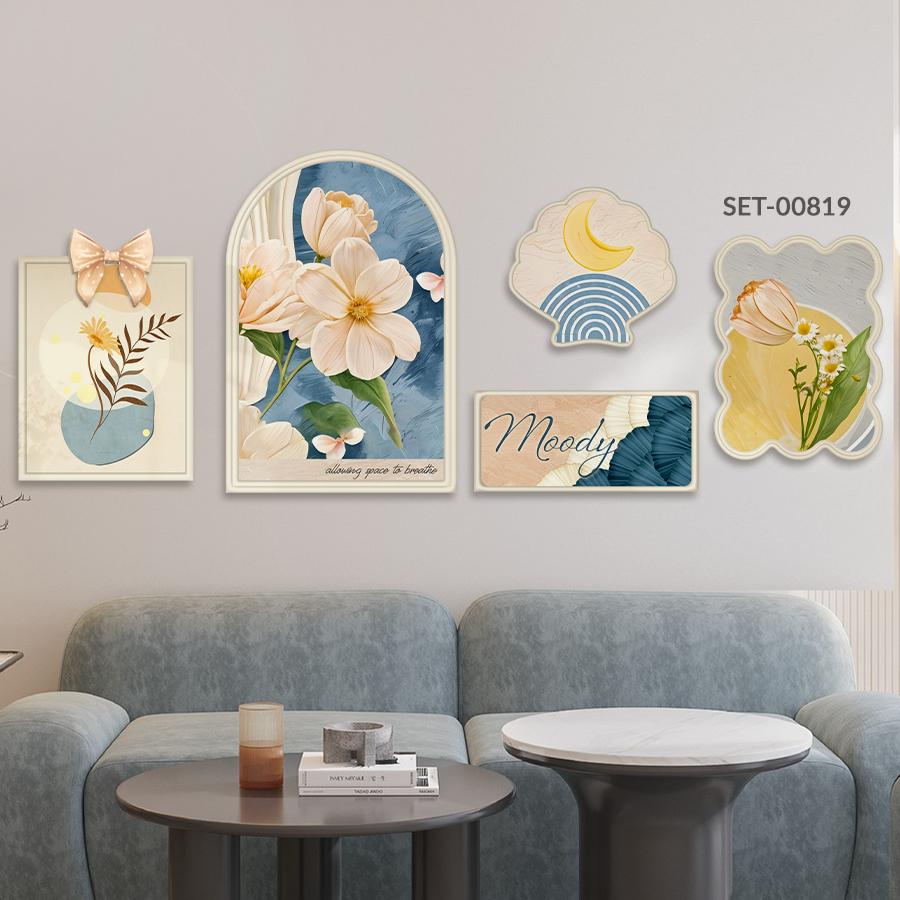 (BST Mới) Set 5 Tranh Dán Tường Họa Tiết Nơ Phù Điêu, Decor Phòng Khách, Phòng Ngủ, Nail, Mi, LiveStream- Huyền My Decor thumbnail 13