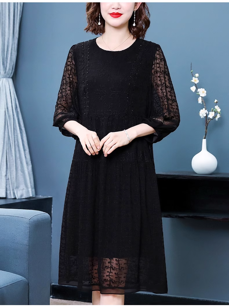 15904-Đầm voan suông đen hoạ tiết dập nổi tay  lở ( voan , lót)_thumbnail_0