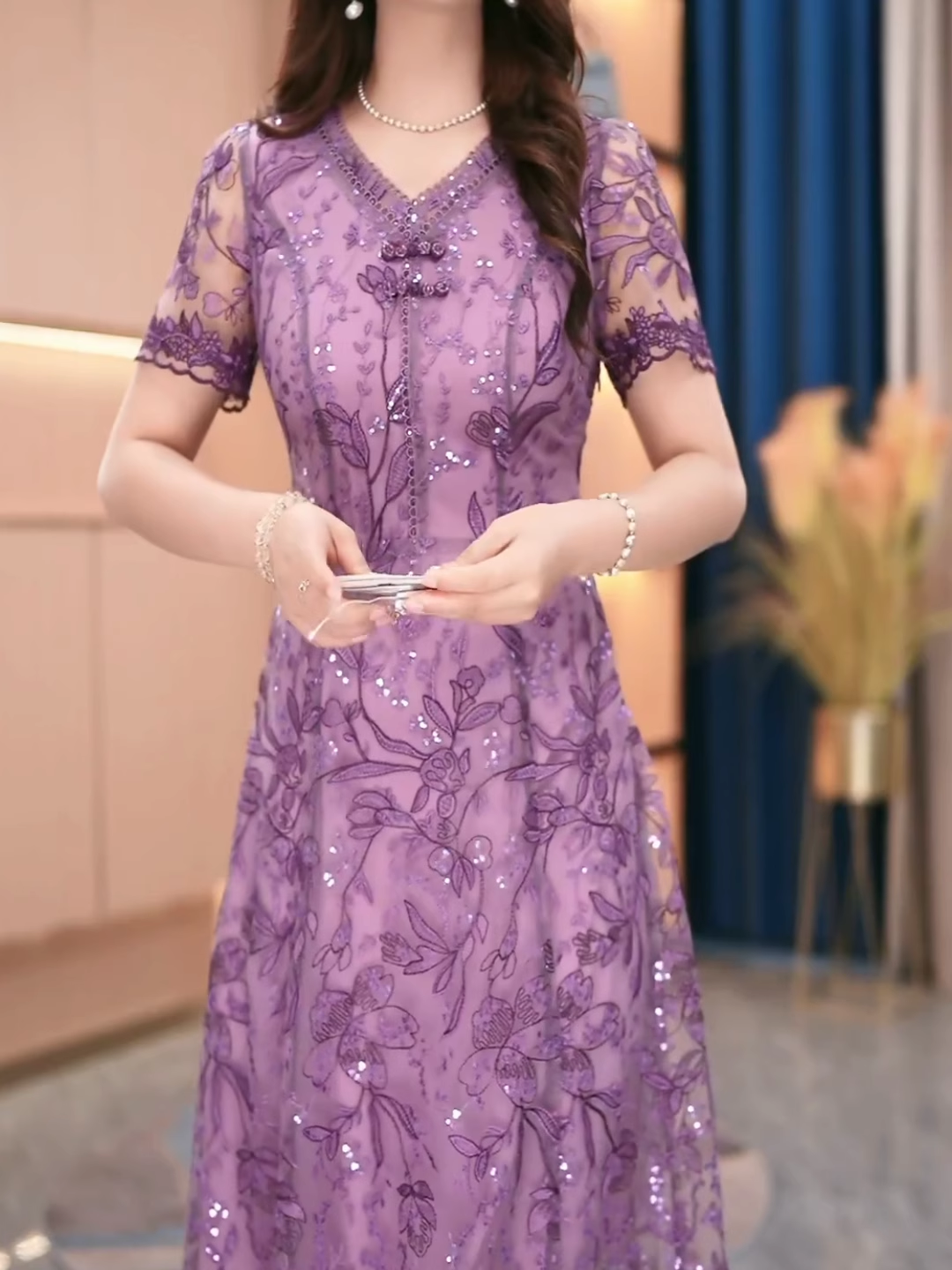 15929-Đầm suông ren  màu tím hồng (ren, lót)_thumbnail_1