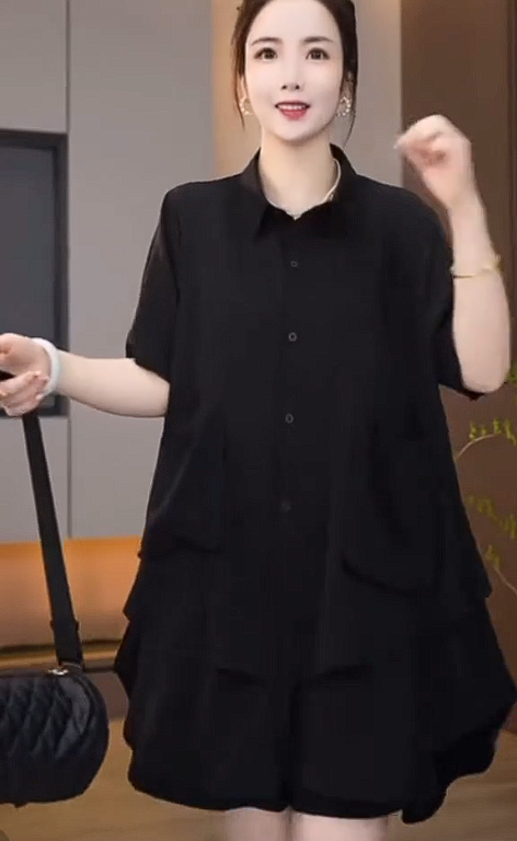 15831-Set áofom rộng kèm quần sọt ( lụa mịn)