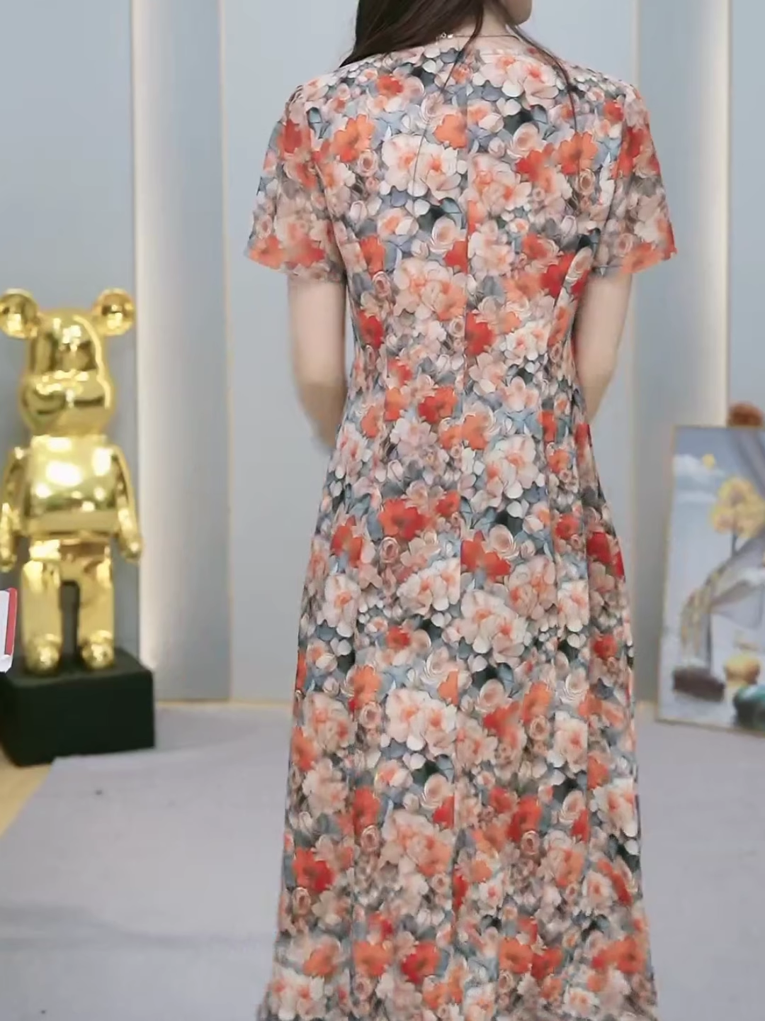 15885-Đầm suông A hoạ tiết hoa  3D ( lụa)_thumbnail_2