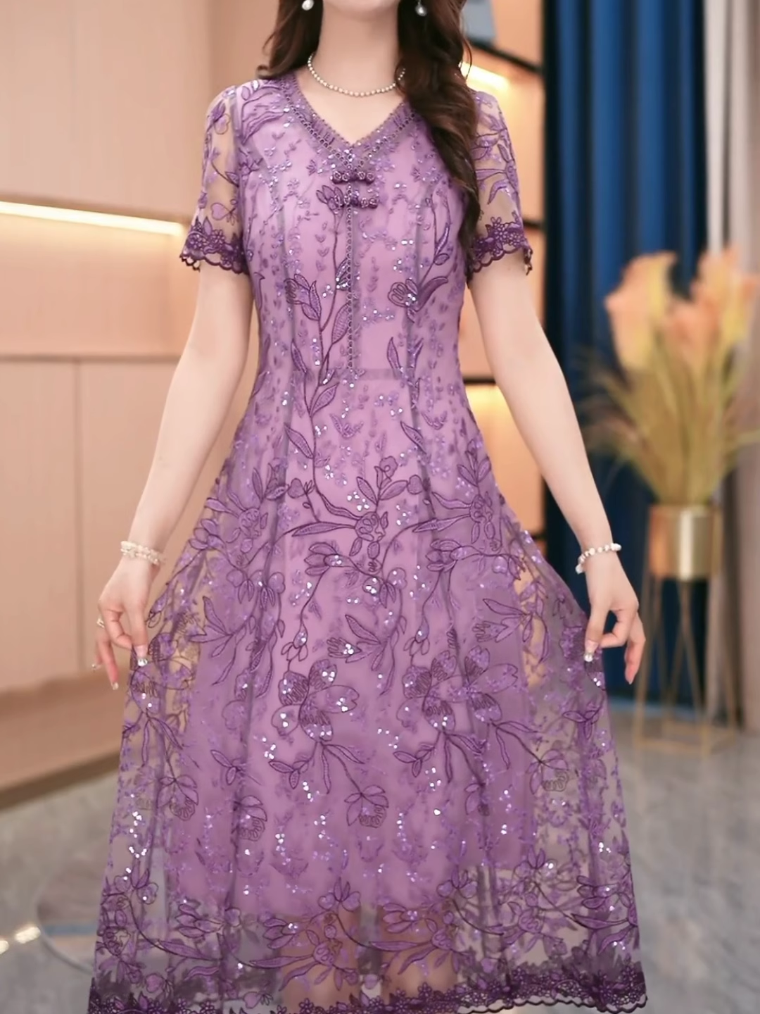 15929-Đầm suông ren  màu tím hồng (ren, lót)_thumbnail_0