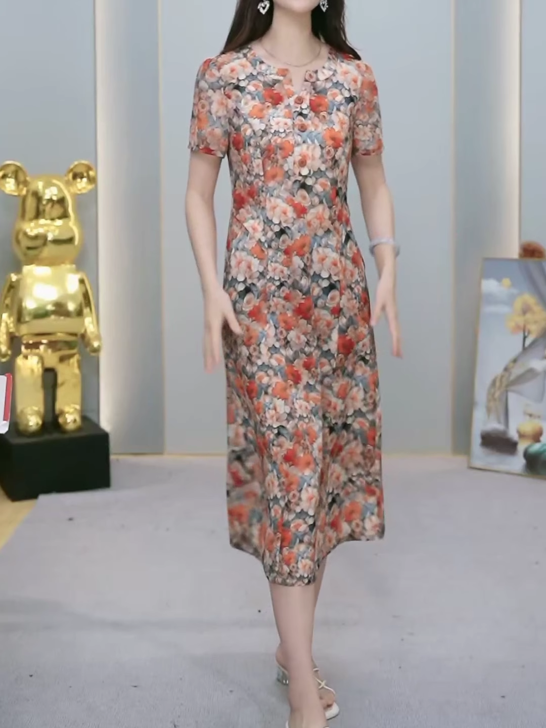 15885-Đầm suông A hoạ tiết hoa  3D ( lụa)_thumbnail_0