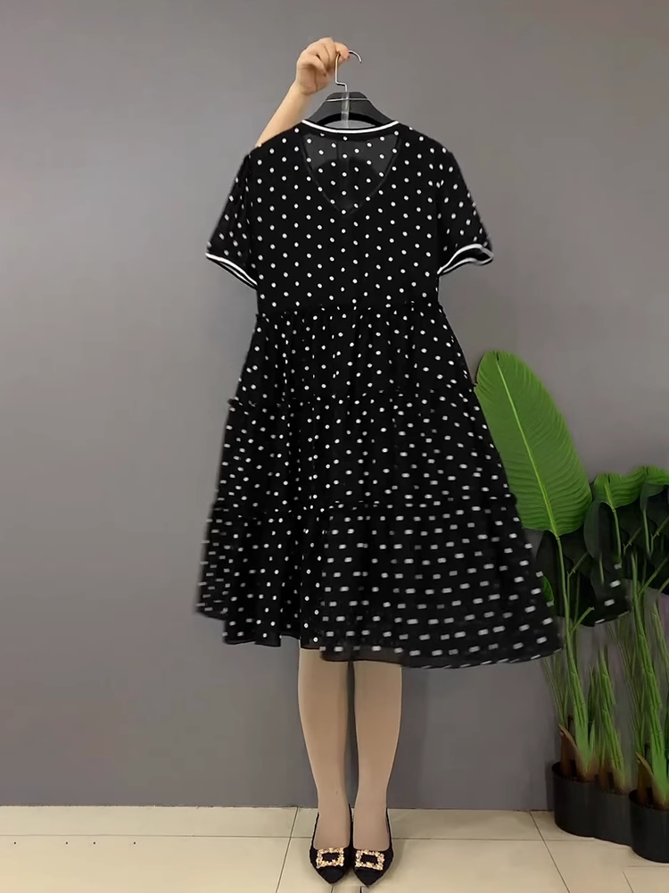 15933-Đầm xoè chấm bi viền trắng cách điệu ( voan, lót)_thumbnail_1