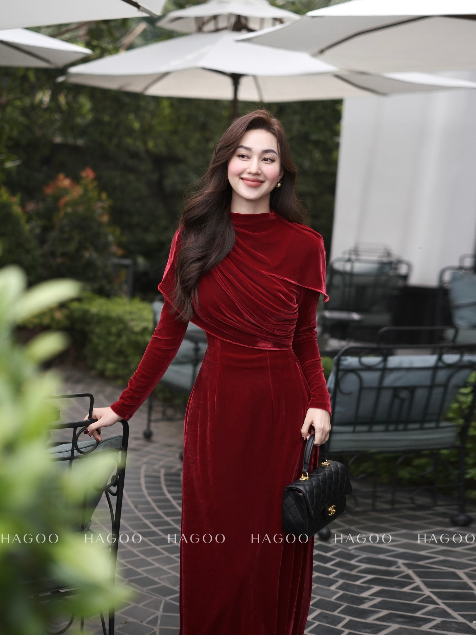 Set áo dài nhung HAGOO