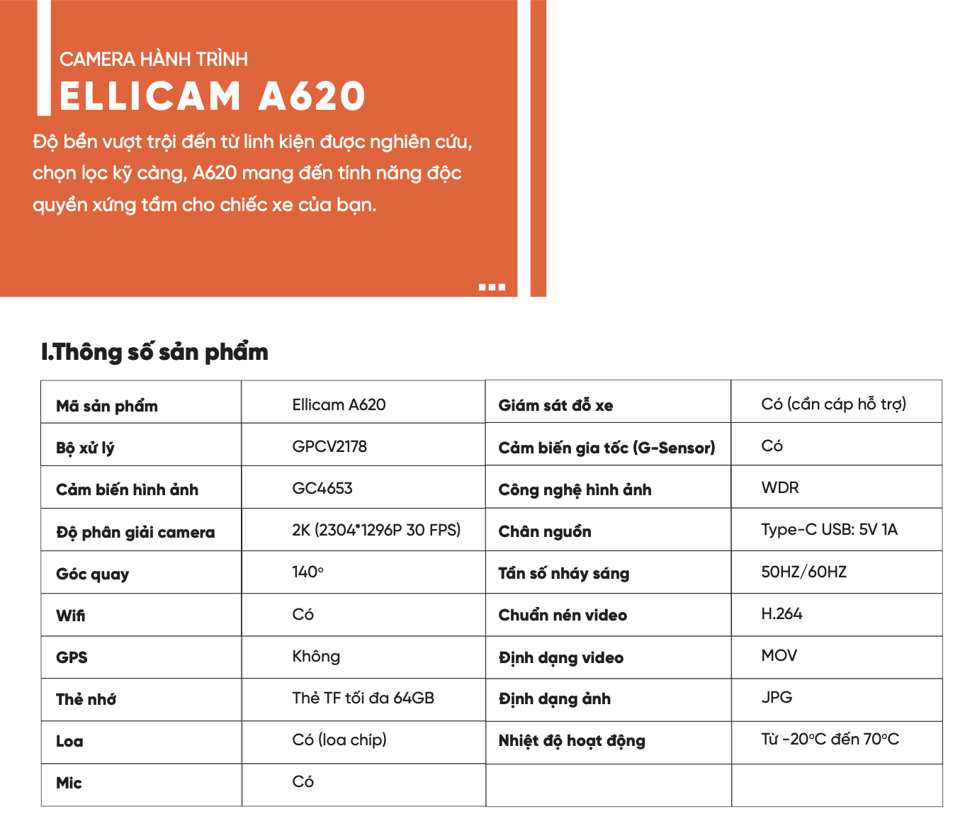 Camera ICAR Ellicam A620