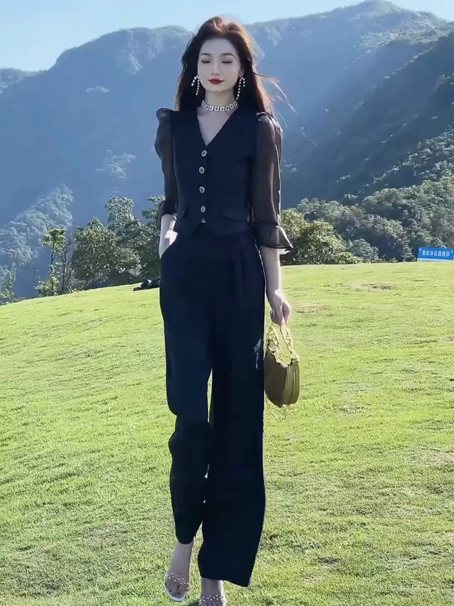 15962-Set bộ áo tay lở ngực kết nút kèm quần suống dài ( lụa tơ óng)_thumbnail_2