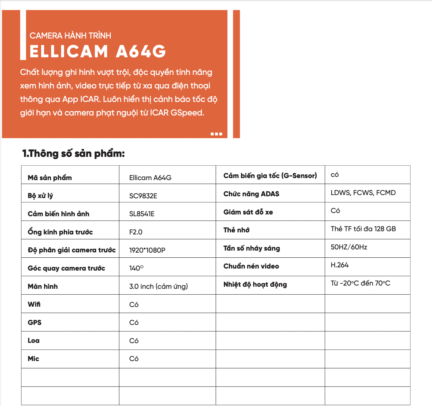 Camera hành trình ICAR A64G và A64GS