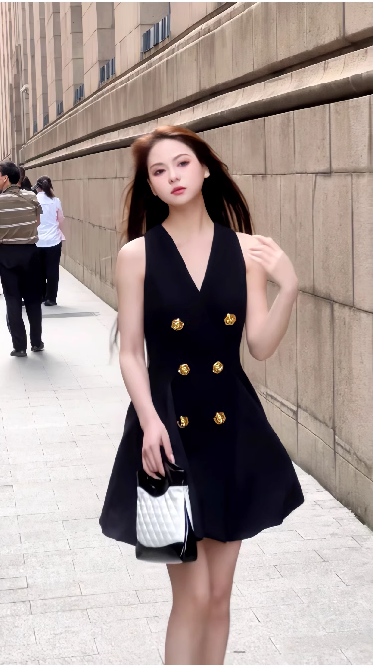 15479-Đầm xoè A sát nách đen kết nút ( chéo nhật)_thumbnail_1