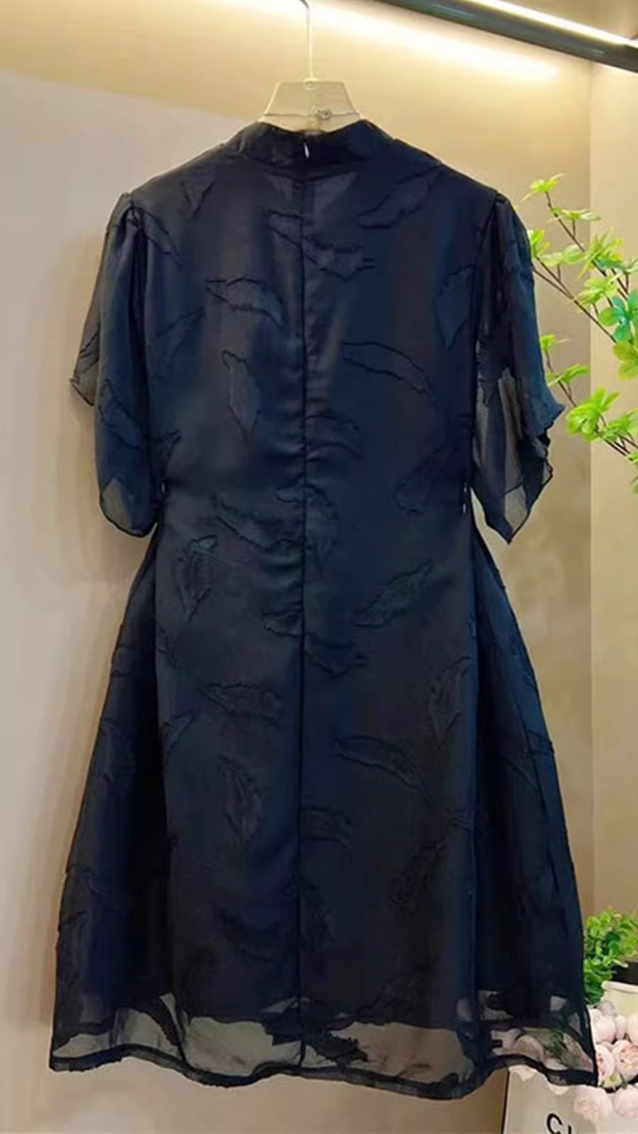 16020-Đầm suông voan đen  kết nút tàu in hoạ tiết ( voan, lót)_thumbnail_1