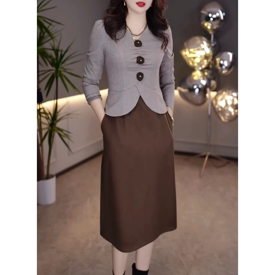 15448-Đâm suông peplum tay dài xám nâu kết hoa ( lụa mịn)_thumbnail_1