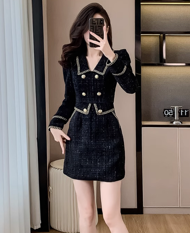 15707-Đầm dạ tweet  tay dài viền ren ( dạ tweet)_thumbnail_0