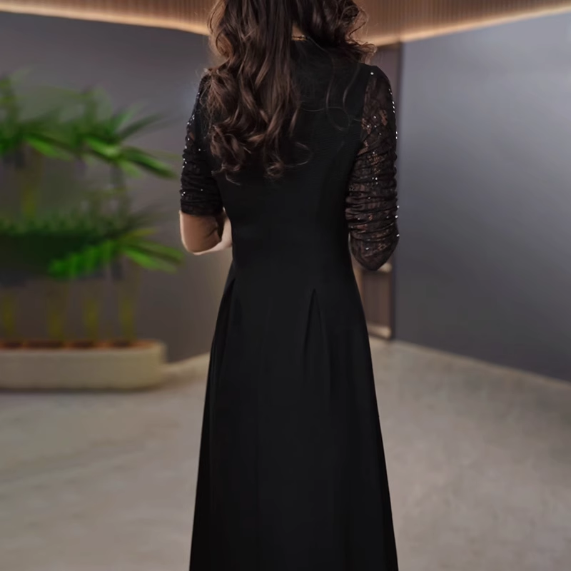 15744-Đầm xoè đen phối ren vai tay dài cách điệu ( chéo nhật, ren)_thumbnail_2