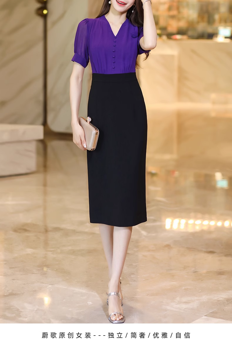 15360-Đầm body suông phối hai màu tím đen (voan, chéo nhật)_thumbnail_1