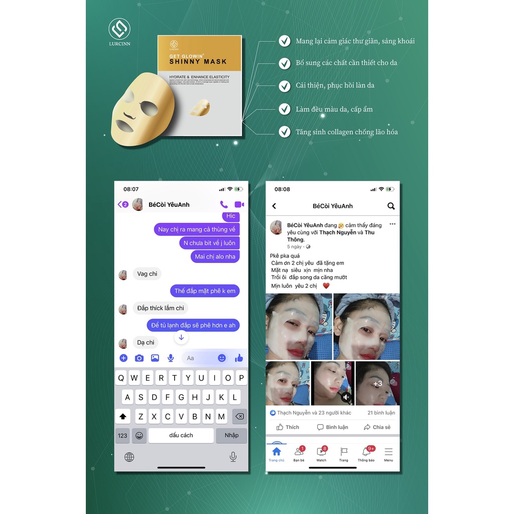 Mặt Nạ Thạch Cấp Nước Lurcinn Shinny Mask 3 Miếng_thumbnail_6